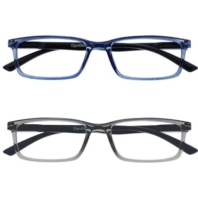 OPULIZE See Lunettes de Lecture Anti-Lumière Bleue Pack de 2 Montures Étroites Charnières à Ressort Améliore le Sommeil Jeux Ordinateur Bleu Gris Hommes Femmes BB9-37 +1.00 - Publicité OPULIZE See Lunettes de Lecture Anti-Lumière Bleue Pack de 2 Montures Étroites Charnières à Ressort Améliore le Sommeil Jeux Ordinateur Bleu Gris Hommes Femmes BB9-37 +1.00 - Publicité
