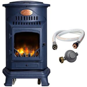 Sahara Poêle à gaz Provence 3,4kW Bleu Saphir Mat Effet poêle à Bois Fonte véritable Chauffage d'appoint + Tuyau gaz et détendeur - Publicité Sahara Poêle à gaz Provence 3,4kW Bleu Saphir Mat Effet poêle à Bois Fonte véritable Chauffage d'appoint + Tuyau gaz et détendeur - Publicité