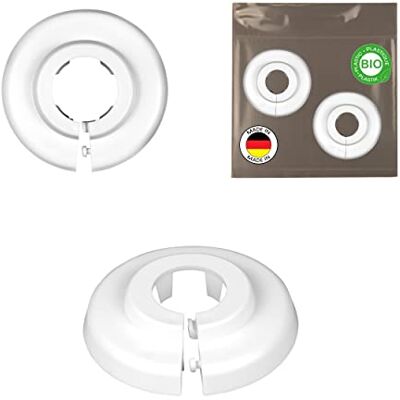 FUX Rosace radiateur cache-tuyau, 22mm, lot de 2, simple, polyéthylène Habille proprement les sorties de tuyaux de chauffage, pose clipsable sans outil, Blanc, Made in Germany - Publicité FUX Rosace radiateur cache-tuyau, 22mm, lot de 2, simple, polyéthylène Habille proprement les sorties de tuyaux de chauffage, pose clipsable sans outil, Blanc, Made in Germany - Publicité