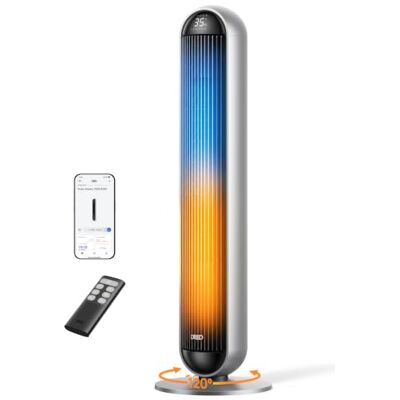 DREO Ventilateur Tour Chauffant Intelligent 2-en-1 9 m/s, 17 vitesses, 6 modes, oscillation 120°, minuterie 12 h, 25 dB, contrôle par appli et télécommande, chambre et bureau - Publicité DREO Ventilateur Tour Chauffant Intelligent 2-en-1 9 m/s, 17 vitesses, 6 modes, oscillation 120°, minuterie 12 h, 25 dB, contrôle par appli et télécommande, chambre et bureau - Publicité