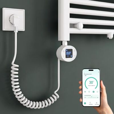 Mai & Mai Résistance Chauffante Blanc pour Radiateur Élément Chauffant 900W Thermostat, Écran LCD, Anti-surchauffe, Compatible avec Radiateurs Sèche-Serviettes, pour Salle de Bain, Heizstab-03 - Publicité Mai & Mai Résistance Chauffante Blanc pour Radiateur Élément Chauffant 900W Thermostat, Écran LCD, Anti-surchauffe, Compatible avec Radiateurs Sèche-Serviettes, pour Salle de Bain, Heizstab-03 - Publicité