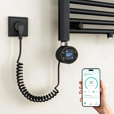 Mai & Mai Résistance Chauffante Noir pour Radiateur Élément Chauffant 600W Thermostat, Écran LCD, Anti-surchauffe, Compatible avec Radiateurs Sèche-Serviettes, pour Salle de Bain, Heizstab-03 - Publicité Mai & Mai Résistance Chauffante Noir pour Radiateur Élément Chauffant 600W Thermostat, Écran LCD, Anti-surchauffe, Compatible avec Radiateurs Sèche-Serviettes, pour Salle de Bain, Heizstab-03 - Publicité