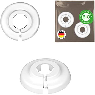 FUX Rosace radiateur cache-tuyau, 18mm, lot de 2, simple, polyéthylène Habille proprement les sorties de tuyaux de chauffage, pose clipsable sans outil, Blanc, Made in Germany - Publicité FUX Rosace radiateur cache-tuyau, 18mm, lot de 2, simple, polyéthylène Habille proprement les sorties de tuyaux de chauffage, pose clipsable sans outil, Blanc, Made in Germany - Publicité