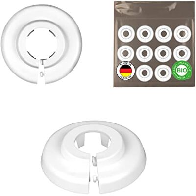 FUX Rosace radiateur cache-tuyau, 18mm, lot de 10, simple, polyéthylène Habille proprement les sorties de tuyaux de chauffage, pose clipsable sans outil, Blanc, Made in Germany - Publicité FUX Rosace radiateur cache-tuyau, 18mm, lot de 10, simple, polyéthylène Habille proprement les sorties de tuyaux de chauffage, pose clipsable sans outil, Blanc, Made in Germany - Publicité