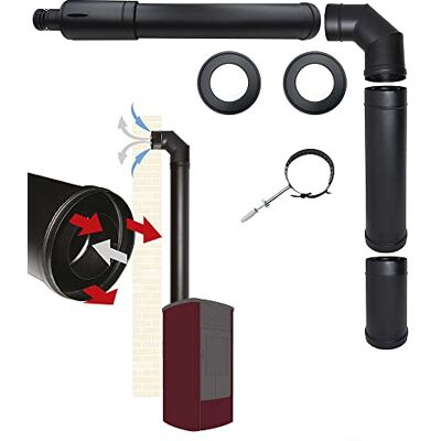 MBM Kit de tuyaux de cheminée pour poêle à granulés avec sortie coaxiale supérieure DN 80 125 évacuation des fumées aspiration d'air fabriqué en Italie - Publicité MBM Kit de tuyaux de cheminée pour poêle à granulés avec sortie coaxiale supérieure DN 80 125 évacuation des fumées aspiration d'air fabriqué en Italie - Publicité