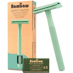 Bambaw Rasoir de Securite Homme avec 5 Lames de Rasoir de Sûreté de Rechange, Fabriquées en Acier Inoxydable Suédois, Manche Antidérapant en Métal pour un Rasage Homme de Près (Vert Menthe) - Publicité Bambaw Rasoir de Securite Homme avec 5 Lames de Rasoir de Sûreté de Rechange, Fabriquées en Acier Inoxydable Suédois, Manche Antidérapant en Métal pour un Rasage Homme de Près (Vert Menthe) - Publicité