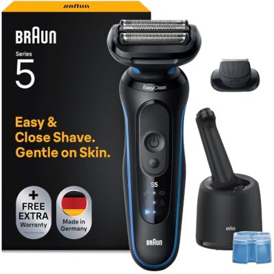 Braun Rasoir Electrique Homme Series 5 52-B7200CC, Bleu Etanche, Batterie Rechargeable, 2 Modes, Lames Flexibles, sans Fil, Station Nettoyante, Accessoire Tondeuse de Précision - Publicité Braun Rasoir Electrique Homme Series 5 52-B7200CC, Bleu Etanche, Batterie Rechargeable, 2 Modes, Lames Flexibles, sans Fil, Station Nettoyante, Accessoire Tondeuse de Précision - Publicité