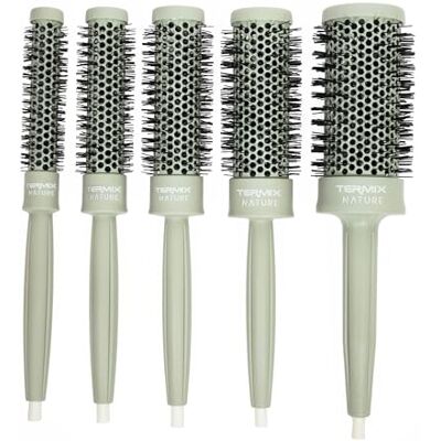 Termix Pack de brosses rondes professionnelles Nature 5 pièces (Ø17, Ø23, Ø28, Ø32, Ø43) Purification de l'air avec technologie Pure Tech Brosses thermiques en aluminium avec fibres ionisées - Publicité Termix Pack de brosses rondes professionnelles Nature 5 pièces (Ø17, Ø23, Ø28, Ø32, Ø43) Purification de l'air avec technologie Pure Tech Brosses thermiques en aluminium avec fibres ionisées - Publicité