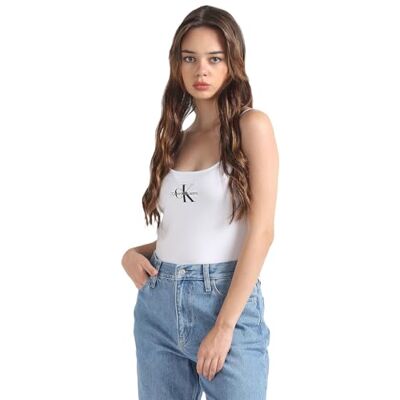 Calvin Klein Débardeurs Femme Strappy Tank Top Slim Fit, Blanc (Bright White), XXS - Publicité Calvin Klein Débardeurs Femme Strappy Tank Top Slim Fit, Blanc (Bright White), XXS - Publicité