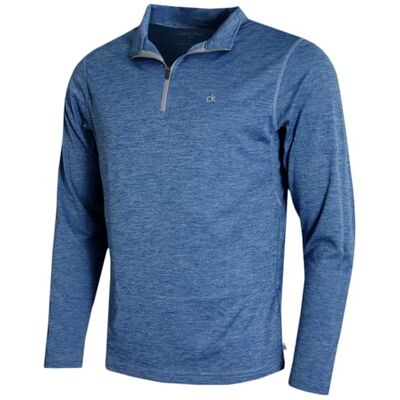 Calvin Klein Golf Mens Harlem 1/4 Zip Pullover Denim Chiné L - Publicité Calvin Klein Golf Mens Harlem 1/4 Zip Pullover Denim Chiné L - Publicité