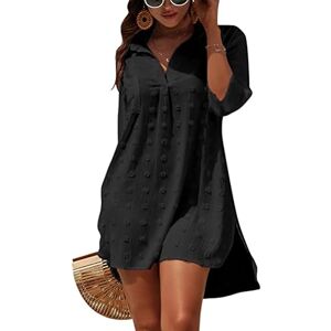 Figarge Robe de Plage pour Femme Bikini Cover Up Col en V Coton Tunique de Plage Pareos d'été Poncho de Plage Maillot de Bain, Noir , M - Publicité Figarge Robe de Plage pour Femme Bikini Cover Up Col en V Coton Tunique de Plage Pareos d'été Poncho de Plage Maillot de Bain, Noir , M - Publicité