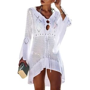 Jinsha Femme-Beachwear Vetements- Kimono Robes-Crochet Poncho Sarongs Couvrir Lacet Tunique Pareo Tenue Cache-Maillots Chemise de Plage Beach Bain Bikini Tropical Élégant Sexy Bohoême Chic Été(Blanc - Publicité Jinsha Femme-Beachwear Vetements- Kimono Robes-Crochet Poncho Sarongs Couvrir Lacet Tunique Pareo Tenue Cache-Maillots Chemise de Plage Beach Bain Bikini Tropical Élégant Sexy Bohoême Chic Été(Blanc - Publicité
