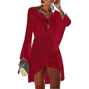 Jinsha Femme-Beachwear Vetements- Kimono Robes-Crochet Poncho Sarongs Couvrir Lacet Tunique Pareo Tenue Cache-Maillots Chemise de Plage Beach Bain Bikini Tropical Élégant Sexy Bohoême Chic Été(Rouge - Publicité Jinsha Femme-Beachwear Vetements- Kimono Robes-Crochet Poncho Sarongs Couvrir Lacet Tunique Pareo Tenue Cache-Maillots Chemise de Plage Beach Bain Bikini Tropical Élégant Sexy Bohoême Chic Été(Rouge - Publicité
