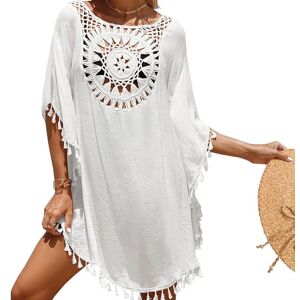 Figarge Robe de plage pour femme Bikini Cover Up Maillot de bain avec pompons découpés, crochet Tunique de plage bohème Transparent, Blanc., taille unique - Publicité Figarge Robe de plage pour femme Bikini Cover Up Maillot de bain avec pompons découpés, crochet Tunique de plage bohème Transparent, Blanc., taille unique - Publicité