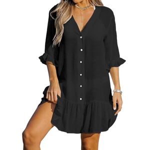 KOEMCY Robe de Plage Femme Ete Col en V Tunique Plage Cache Bikini Cover up Cache-Maillot de Bain Couvrir Longue Boutonnée Cache-Maillots ( M) - Publicité KOEMCY Robe de Plage Femme Ete Col en V Tunique Plage Cache Bikini Cover up Cache-Maillot de Bain Couvrir Longue Boutonnée Cache-Maillots ( M) - Publicité