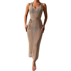 KOEMCY Robe de Plage Femme Cutout Crochet Longue Robe Plage sans Manches Maillot de Bain Cover Up Sexy Beach Bikini Cover Up (Caqui) - Publicité KOEMCY Robe de Plage Femme Cutout Crochet Longue Robe Plage sans Manches Maillot de Bain Cover Up Sexy Beach Bikini Cover Up (Caqui) - Publicité