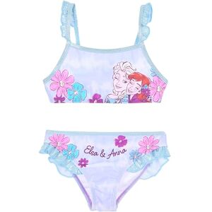 Disney Maillot de bain Bikini 2 pièces pour filles Frozen, avec Elsa et Anna, décorations florales et volants, bleu, 6 ans - Publicité Disney Maillot de bain Bikini 2 pièces pour filles Frozen, avec Elsa et Anna, décorations florales et volants, bleu, 6 ans - Publicité