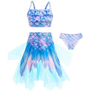 Kolegrial Déguisement Sirène Maillot de Bain Filles Bleu Clair Imprimé Volant Camisole et Jupe Short Set 3 Pièces pour Enfant Hawaï Plage Spa Natation Pool Party Bikini Maillot de Bain, 3-10 Ans - Publicité Kolegrial Déguisement Sirène Maillot de Bain Filles Bleu Clair Imprimé Volant Camisole et Jupe Short Set 3 Pièces pour Enfant Hawaï Plage Spa Natation Pool Party Bikini Maillot de Bain, 3-10 Ans - Publicité