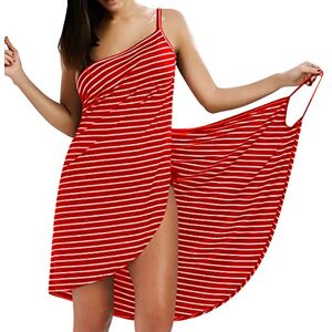 LumiSyne Cache-Maillots Bikini Femme Robe De Caraco à Rayures De Mode Maillots De Bain Sarongs Dos Nu Robe De Plage Col en v Sexy Robe d'Été Jupes Wrap De Plage,Franges Étroites Rouge,3XL - Publicité LumiSyne Cache-Maillots Bikini Femme Robe De Caraco à Rayures De Mode Maillots De Bain Sarongs Dos Nu Robe De Plage Col en v Sexy Robe d'Été Jupes Wrap De Plage,Franges Étroites Rouge,3XL - Publicité