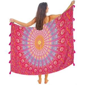 Mandala Life ART Pareo Sarong Mandala Bohème avec Pompons – Coton Ultra Doux et Léger, Grand Motif Paon Indien, Cache-Maillot Bikini, Rose Fuchsia - Publicité Mandala Life ART Pareo Sarong Mandala Bohème avec Pompons – Coton Ultra Doux et Léger, Grand Motif Paon Indien, Cache-Maillot Bikini, Rose Fuchsia - Publicité