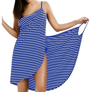 LumiSyne Cache-Maillots Bikini Femme Robe De Caraco à Rayures De Mode Maillots De Bain Sarongs Dos Nu Robe De Plage Col en v Sexy Robe d'Été Jupes Wrap De Plage,Franges Étroites Bleu,XL - Publicité LumiSyne Cache-Maillots Bikini Femme Robe De Caraco à Rayures De Mode Maillots De Bain Sarongs Dos Nu Robe De Plage Col en v Sexy Robe d'Été Jupes Wrap De Plage,Franges Étroites Bleu,XL - Publicité
