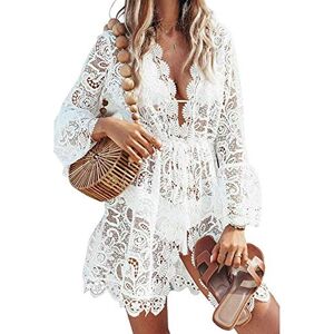 Springcmy Femme Plage Mini Robes Tunique Dentelle Bikini Cover Up Crochet Col V Sarong Beachwear Cache-Maillot Col V (Blanc, M) - Publicité Springcmy Femme Plage Mini Robes Tunique Dentelle Bikini Cover Up Crochet Col V Sarong Beachwear Cache-Maillot Col V (Blanc, M) - Publicité