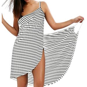 LumiSyne Cache-Maillots Bikini Femme Maillots De Bain Sarongs Robe De Caraco à Rayures De Mode Col en v Sexy Robe De Plage Jupes Wrap De Plage,Blanc,4XL - Publicité LumiSyne Cache-Maillots Bikini Femme Maillots De Bain Sarongs Robe De Caraco à Rayures De Mode Col en v Sexy Robe De Plage Jupes Wrap De Plage,Blanc,4XL - Publicité