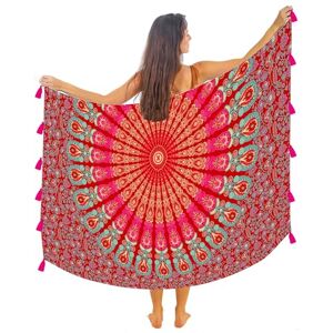 Mandala Life ART Pareo Sarong Mandala Bohème avec Pompons – Coton Ultra Doux et Léger, Grand Motif Paon Indien, Cache-Maillot Bikini, Rouge Rubis - Publicité Mandala Life ART Pareo Sarong Mandala Bohème avec Pompons – Coton Ultra Doux et Léger, Grand Motif Paon Indien, Cache-Maillot Bikini, Rouge Rubis - Publicité
