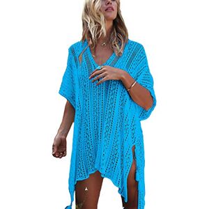 YULOONG Femmes Maillot de Bain Couverture up bohême Sarong Sexy col en V Plage Bikini Maillots de Bain Crochet Robe Taille Unique Bleu Clair - Publicité YULOONG Femmes Maillot de Bain Couverture up bohême Sarong Sexy col en V Plage Bikini Maillots de Bain Crochet Robe Taille Unique Bleu Clair - Publicité