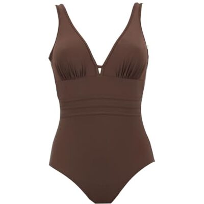 Janine Robin Maillot de Bain 1 pièce coupé sous Poitrine Idylle Marron Marque Française Haute Qualité - Publicité Janine Robin Maillot de Bain 1 pièce coupé sous Poitrine Idylle Marron Marque Française Haute Qualité - Publicité