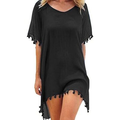 XFSRG Robe de Plage Femme Été Kimono Sexy V-Cou Bikini Cover Up Cache Maillots Bain Bohème Beachwear Casual Fluide Chemise Couvrir Beach Maillot de Bain (Noir) - Publicité XFSRG Robe de Plage Femme Été Kimono Sexy V-Cou Bikini Cover Up Cache Maillots Bain Bohème Beachwear Casual Fluide Chemise Couvrir Beach Maillot de Bain (Noir) - Publicité