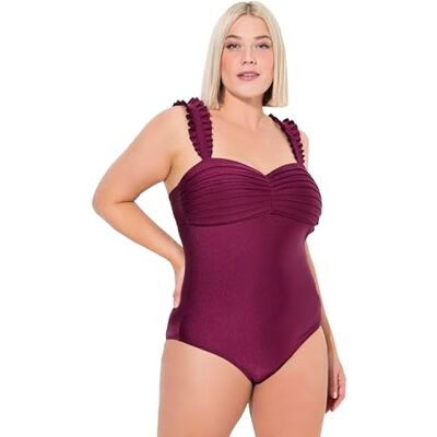 Ulla Popken Maillot de Bain Brillant plissé pour Femme, Pourpre, 52 - Publicité Ulla Popken Maillot de Bain Brillant plissé pour Femme, Pourpre, 52 - Publicité
