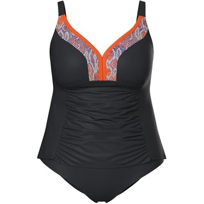 Ulla Popken Femme Grandes Tailles Tankini avec Bonnets Souples, Bordure Fantaisie et Fronces, Bretelles Ajustables Noir 50 100-48 - Publicité Ulla Popken Femme Grandes Tailles Tankini avec Bonnets Souples, Bordure Fantaisie et Fronces, Bretelles Ajustables Noir 50 100-48 - Publicité