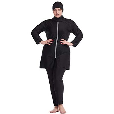 oneforus Musulman Grande Taille Burkini Femmes 3 pièces Modeste Fermeture éclair Islamique Maillots de Bain Kaftan Maillot de Bain Grande Taille avec Hijab de Natation - Publicité oneforus Musulman Grande Taille Burkini Femmes 3 pièces Modeste Fermeture éclair Islamique Maillots de Bain Kaftan Maillot de Bain Grande Taille avec Hijab de Natation - Publicité