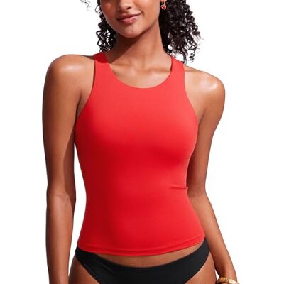 CRZ YOGA Racerback Tankini Top per Donne Collo Alto Modesti Costumi Da Bagno Solo Senza Fondo - Publicité CRZ YOGA Racerback Tankini Top per Donne Collo Alto Modesti Costumi Da Bagno Solo Senza Fondo - Publicité