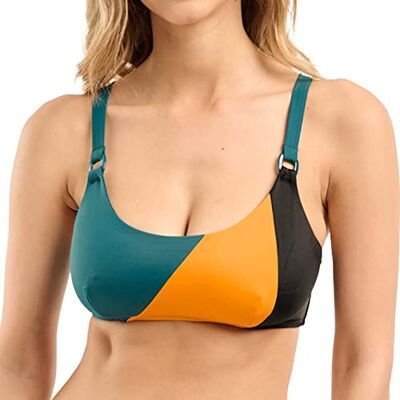 SANS COMPLEXE Beyond The Beach_ Haut de Maillot de Bain, Brassière sans Armatures, Noir Vert Ocre, 50 Femme - Publicité SANS COMPLEXE Beyond The Beach_ Haut de Maillot de Bain, Brassière sans Armatures, Noir Vert Ocre, 50 Femme - Publicité