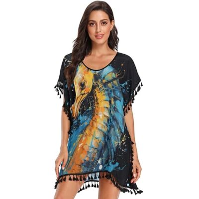 NYYYTTTEU Hippocampe Aquarelle Cool Mousseline de Soie Gland Maillot de Bain Cache Maillots de Femmes Bikini Cover Up Robe de Plage - Publicité NYYYTTTEU Hippocampe Aquarelle Cool Mousseline de Soie Gland Maillot de Bain Cache Maillots de Femmes Bikini Cover Up Robe de Plage - Publicité