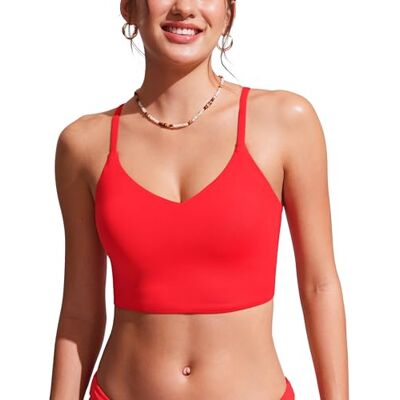 CRZ YOGA Col en V Longline Hauts de Bikini Rouge Profond 44 - Publicité CRZ YOGA Col en V Longline Hauts de Bikini Rouge Profond 44 - Publicité