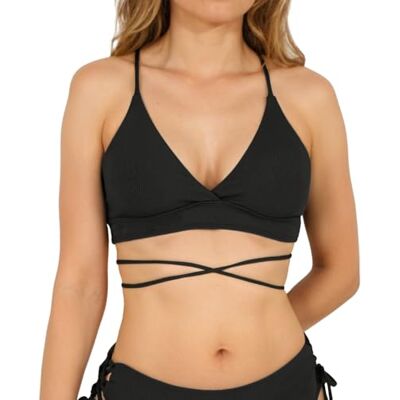 MYLILY Haut Maillot de Bain Femme Haut de Bain Femme cotele Bikini avec Lacets Bikini Noir (M) - Publicité MYLILY Haut Maillot de Bain Femme Haut de Bain Femme cotele Bikini avec Lacets Bikini Noir (M) - Publicité