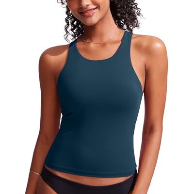 CRZ YOGA Racerback Tankini Top per Donne Collo Alto Modesti Costumi Da Bagno Solo Senza Fondo - Publicité CRZ YOGA Racerback Tankini Top per Donne Collo Alto Modesti Costumi Da Bagno Solo Senza Fondo - Publicité