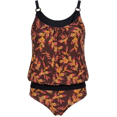 Ulla Popken Femme Grandes Tailles Tankini Motif Feuilles, Bonnets Souples et Bretelles réglables Brun Terre 42+ 101-42+ - Publicité Ulla Popken Femme Grandes Tailles Tankini Motif Feuilles, Bonnets Souples et Bretelles réglables Brun Terre 42+ 101-42+ - Publicité