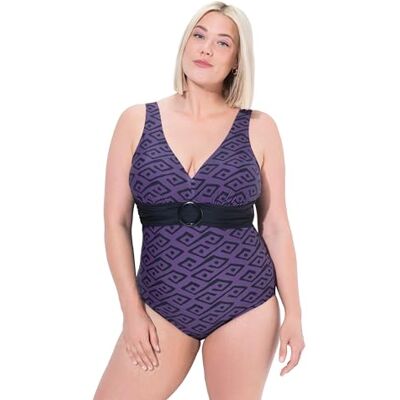Ulla Popken Femme Grandes Tailles Maillot de Bain à Bonnets Souples, Anneau Fantaisie et Motif Losanges, matière recyclée Violet 42+ 836-42+ - Publicité Ulla Popken Femme Grandes Tailles Maillot de Bain à Bonnets Souples, Anneau Fantaisie et Motif Losanges, matière recyclée Violet 42+ 836-42+ - Publicité