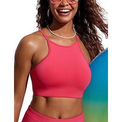 CRZ YOGA Femmes à Dos Nageur Hauts de Bikini Maillot de Bain Rembourré Sexy à Col Haut Magenta 44 - Publicité CRZ YOGA Femmes à Dos Nageur Hauts de Bikini Maillot de Bain Rembourré Sexy à Col Haut Magenta 44 - Publicité