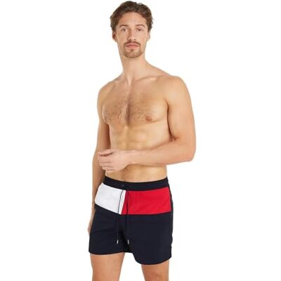 Tommy Hilfiger Maillot De Bain Homme Medium Drawstring Long, Bleu (Desert Sky), S - Publicité Tommy Hilfiger Maillot De Bain Homme Medium Drawstring Long, Bleu (Desert Sky), S - Publicité