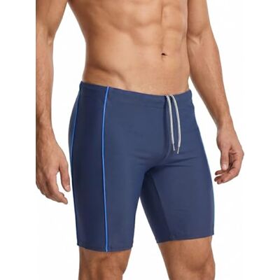 MANA MANA Maillot de Bain Homme Jammer Long, Short de Natation Moulant, Séchage Rapide, Résistant au Chlore, Protection UV, Taille Élastique avec Cordon, Bleu Marine/Bleu, Taille L - Publicité MANA MANA Maillot de Bain Homme Jammer Long, Short de Natation Moulant, Séchage Rapide, Résistant au Chlore, Protection UV, Taille Élastique avec Cordon, Bleu Marine/Bleu, Taille L - Publicité