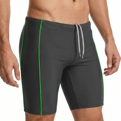 MANA MANA Maillot de Bain Homme Jammer Long, Short de Natation Moulant, Séchage Rapide, Résistant au Chlore, Protection UV, Taille Élastique avec Cordon, Noir/Vert, Taille 3XL - Publicité MANA MANA Maillot de Bain Homme Jammer Long, Short de Natation Moulant, Séchage Rapide, Résistant au Chlore, Protection UV, Taille Élastique avec Cordon, Noir/Vert, Taille 3XL - Publicité