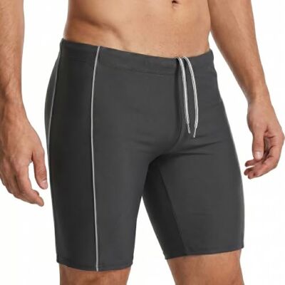 MANA MANA Maillot de Bain Homme Jammer Long, Short de Natation Moulant, Séchage Rapide, Résistant au Chlore, Protection UV, Taille Élastique avec Cordon, Noir/Gris, Taille 3XL - Publicité MANA MANA Maillot de Bain Homme Jammer Long, Short de Natation Moulant, Séchage Rapide, Résistant au Chlore, Protection UV, Taille Élastique avec Cordon, Noir/Gris, Taille 3XL - Publicité