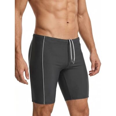 MANA MANA Maillot de Bain Homme Jammer Long, Short de Natation Moulant, Séchage Rapide, Résistant au Chlore, Protection UV, Taille Élastique avec Cordon, Noir/Gris, Taille L - Publicité MANA MANA Maillot de Bain Homme Jammer Long, Short de Natation Moulant, Séchage Rapide, Résistant au Chlore, Protection UV, Taille Élastique avec Cordon, Noir/Gris, Taille L - Publicité