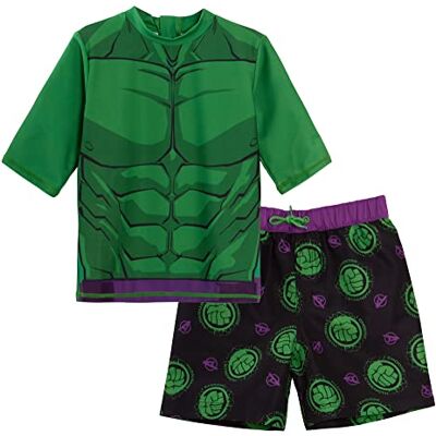 Marvel Incredible Hulk Swim Shorts + Rash Vest Ensemble de Bain 2 pièces Surf Top + Board Shorts - Publicité Marvel Incredible Hulk Swim Shorts + Rash Vest Ensemble de Bain 2 pièces Surf Top + Board Shorts - Publicité