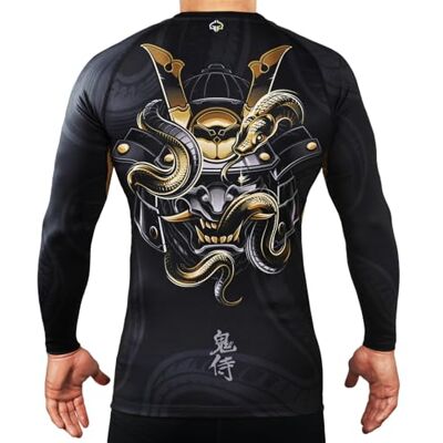 Ground Game Rashguard BJJ MMA T-shirt de compression à manches longues pour homme, Oni Samurai, M - Publicité Ground Game Rashguard BJJ MMA T-shirt de compression à manches longues pour homme, Oni Samurai, M - Publicité